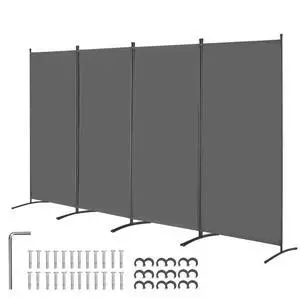 VEVOR Room Divider, 4 Panel Room Divider, Folding Privacy Screen and Portable Partition Divider for Room Separation, Freestanding Room Partitions for Office, Bedroom, Living Room, Grey