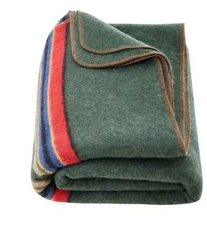 Wool Camping Blanket 64" x 88" Warm for Camping Hiking Travel Texture