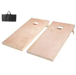 4x2ft Cornhole Set Portable Outdoor Corn Hole Toss Game Board Wood Carry Case