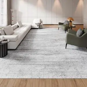 Large Area Rug 10 x 14 ft Anti-Skid and Tear-Resistant Floor Mat Modern Gray