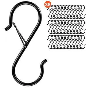 36 Pack S Hooks with Safety Buckle 39.68 LBS Capacity Heavy Duty Metal Hooks