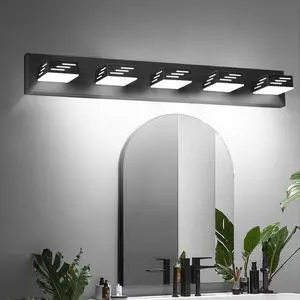 5-Light LED Modern Bathroom Vanity Light Fixtures 33.46-Inch Wall Light Fixtures