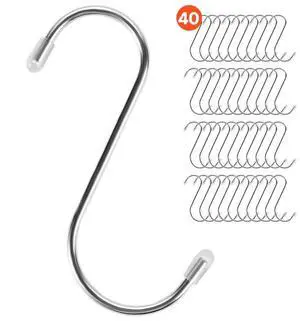 S Hooks 40 Pack 22.05 LBS Load Capacity Stainless Steel Heavy Duty Metal Hooks