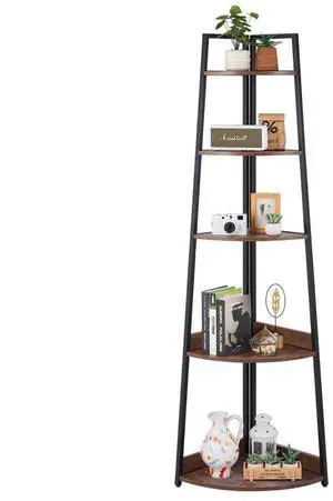 VEVOR 5 Tier Corner Shelf Tall Corner Bookshelf Plant Rack Wall Shelves Tower