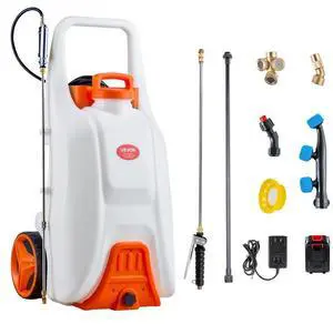 13.1Gal Battery Powered Sprayer with Cart Wheeled 0-80 PSI Electric Weed Sprayer