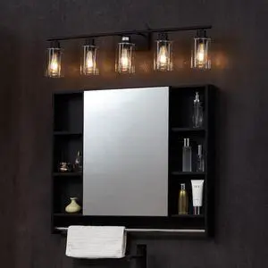 5-Light Modern Bathroom Vanity Light 37.1-Inch Wall Light Fixtures Over Mirror