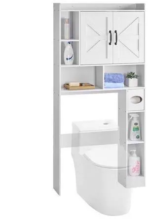 Over The Toilet Storage Cabinet for Bathroom with Adjustable Shelf White 66" H