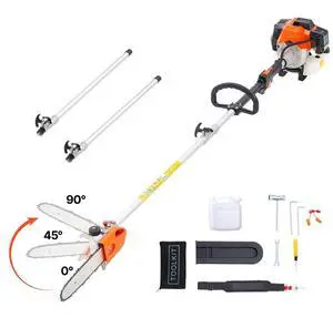 Gas Powered Pole Saw Tree Trimmer Rotatable Head 43CC 2-Stroke 10 in Cutting Bar
