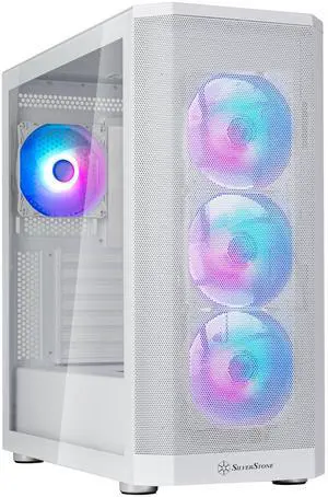 SilverStone Technology FARA 514X White ATX tower chassis with dual radiator support and ARGB fans, SST-FA514X-WG