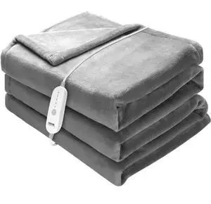 VEVOR Heated Blanket Electric Throw, 72" x 84" Full Size, Soft Flannel Heating Blanket with 10 Hours Timer Auto-off & 5 Heating Levels for Couch Sofa, Machine Washable, ETL & FCC Certification (Grey)