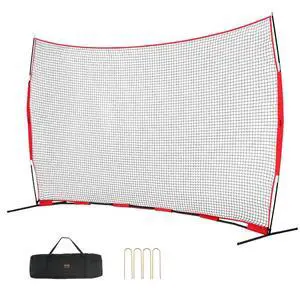 VEVOR Barricade Backstop Net, 16x10 ft Ball Sports Barrier Netting, Portable Practice Equipment with Carry Bag, Protection Screen for Baseball Softball Soccer Training, for Backyard
