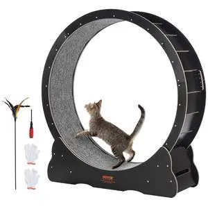 VEVOR Cat Exercise Wheel 43.3" Large Cat Treadmill Wheel for Indoor Cats Black