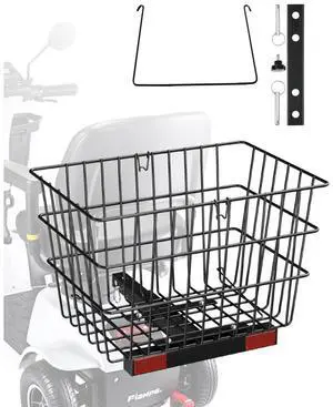Scooter Rear Basket Heavy Duty Mobility Basket with Handle 1 in Receiver