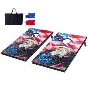 VEVOR 3x2ft Cornhole Set Portable Corn Hole Toss Game Board Wood 8 Bean Bag Carry Case