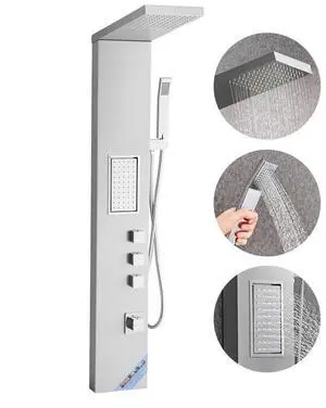 VEVOR Shower Panel Tower System Stainless Steel Column Rainfall Head Massage Jet 3Mode
