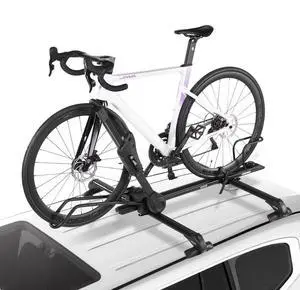 VEVOR Roof Bike Rack, 33 lbs Capacity, Foldable Upright Roof Mount Bicycle Rack with Locking Systems & Adjustable Arm for T-Slot Crossbars, Upright Rooftop Bike Rack 1 Bike Carrier for Car SUV, Black