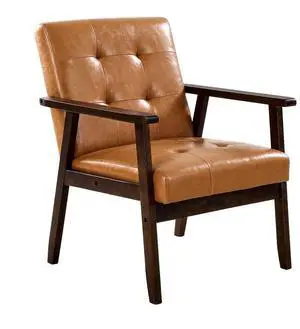 VEVOR Mid-Century Modern Accent Chair PU Leather Armchair with Solid Wood Frame