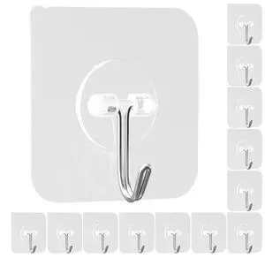 VEVOR Adhesive Hooks Self-Adhesive Towel Coat Hooks 12 Pack Sticky Wall Hanger