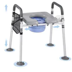 VEVOR Bedside Commode Chair 4-in-1 Raised Toilet Seat Adjustable Height 500 lbs