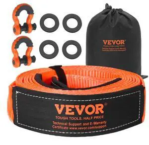 VEVOR Car Tow Cable Towing Strap Rope 36000 lbs 20 ft Emergency Heavy Duty Strap