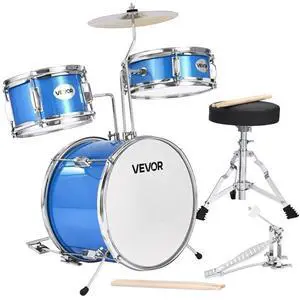 VEVOR Kids Drum Set 3-Piece Junior Musical Drum Kit with 14 in Bass Drum (Blue)