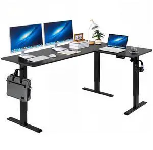 VEVOR L Shaped Desk Electric Adjustable Height Corner Office Gaming Desk Black