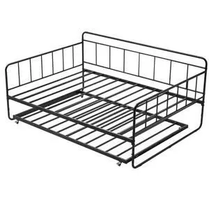 VEVOR Full Size Daybed Frame Metal Day Bed with Trundle and Metal Slats