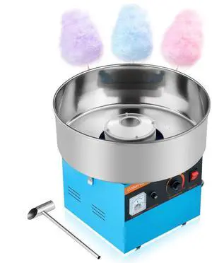 VEVOR Cotton Candy Machine Commercial, 1000W Electric Candy Floss Maker, Easy Use with 15 inch Stainless Steel Bowl and Sugar Scoop, Makes Hard Candy for Home Kids Birthday, Family Party, Blue