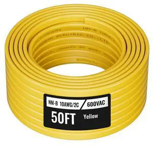 VEVOR NM-B Wire 10AWG/2C Copper Core Cable 50 ft Electrical Wire with Ground