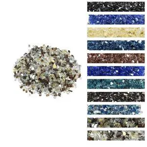 VEVOR 10 LBS Fire Glass 1/2-Inch Fireplace Glass Rocks for Fire Pit Copper Gold Clear
