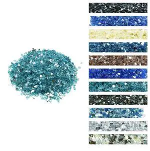 VEVOR 10 LBS Fire Glass 1/2-Inch Fireplace Glass Rocks for Fire Pit Table Aqua Blue
