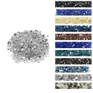 VEVOR 10 LBS Fire Glass 1/2-Inch Fireplace Glass Rocks for Fire Pit Table Clear