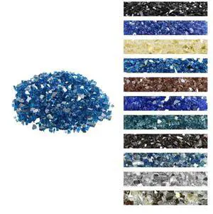 VEVOR 10 LBS Fire Glass 1/2-Inch Fireplace Glass Rocks for Fire Pit Table Pacific Blue