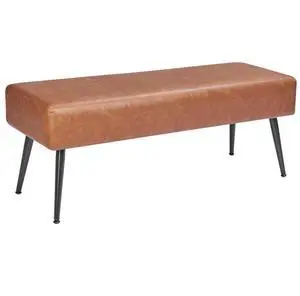 VEVOR PU Leather Bedroom Bench with Metal Legs Shoe Bench for Entryway Brown