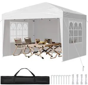 VEVOR Pop Up Canopy 10 x 10 FT Pop Up Gazebo Tent with 3 Sidewalls & 2 Windows