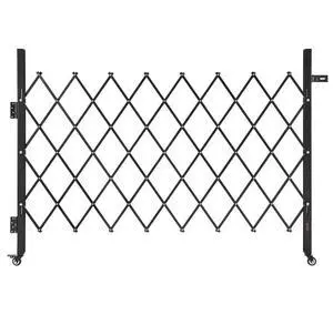 VEVOR Single Folding Security Gate, Lockable Scissor Gate with 360° Swivel Casters, Outdoor Barricade Steel Retractable Gates, for Entry Security, Garage, Warehouse & Pool, 66.93 x 51.57 in (W x H)