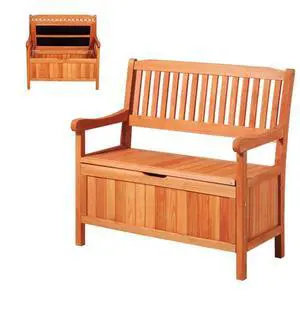 VEVOR 33 Gal Outdoor Wood Storage Bench Deck Box Waterproof 2-Person Outdoor Seating