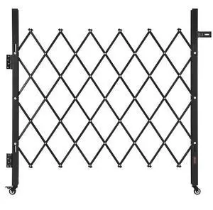 VEVOR Single Folding Security Gate, Lockable Scissor Gate with 360° Swivel Casters, Outdoor Barricade Steel Retractable Gates, for Entry Security, Garage, Warehouse & Pool, 43.31 x 51.57 in (W x H)