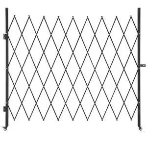 VEVOR Single Folding Security Gate, Lockable Scissor Gate with 360° Swivel Casters, Outdoor Barricade Steel Retractable Gates, for Entry Security, Garage, Warehouse & Pool, 86.61 x 86.81 in (W x H)