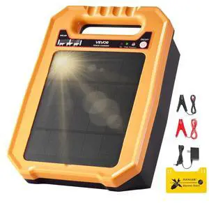 VEVOR 0.3J Solar Fence Charger 1.86 Miles Range Electric Fence Energizer for Livestock