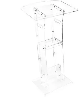VEVOR Podium Stand 43 in Portable Acrylic Lectern Storage Shelf Wide Reading Surface