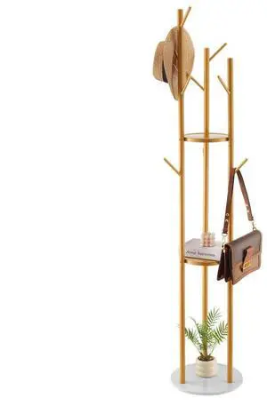 VEVOR Coat Rack Freestanding Coat Rack Stand with Quartz Stone Base & 9 Hooks