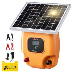 VEVOR 1J 8kV Solar Fence Charger 1.86 Miles Electric Fence Energizer for Livestock