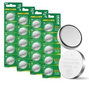 VEVOR CR2450 Lithium Battery 4-Pack 3 Volt 600mAh Long-Lasting Coin & Button 20-Count