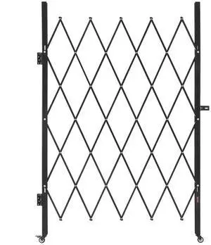 VEVOR Single Folding Security Gate, Lockable Scissor Gate with 360° Swivel Casters, Outdoor Barricade Steel Retractable Gates, for Entry Security, Garage, Warehouse & Pool, 49.61 x 77.76 in (W x H)