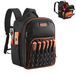 VEVOR Tool Backpack 49 Pockets Tear-resistant Jobsite Backpack for Electrician