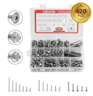 VEVOR 420 Pc Self Drilling Screw Assortment Set #8 #10 Hex/Phillips Head 1/2 to 2 Inch