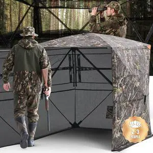 VEVOR Portable Hunting Blind See Through Ground Deer Blinds 2-3 Person Carrying Bag