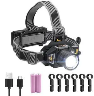 VEVOR Rechargeable Headlamp Lightweight Bright LED Headlight 16 Lighting Modes