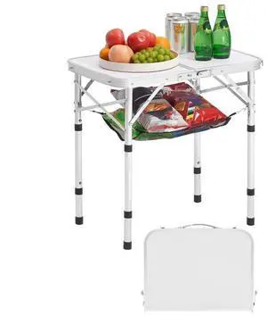 VEVOR 2ft Folding Portable Camping Table Aluminum Outdoor Table Adjustable Height